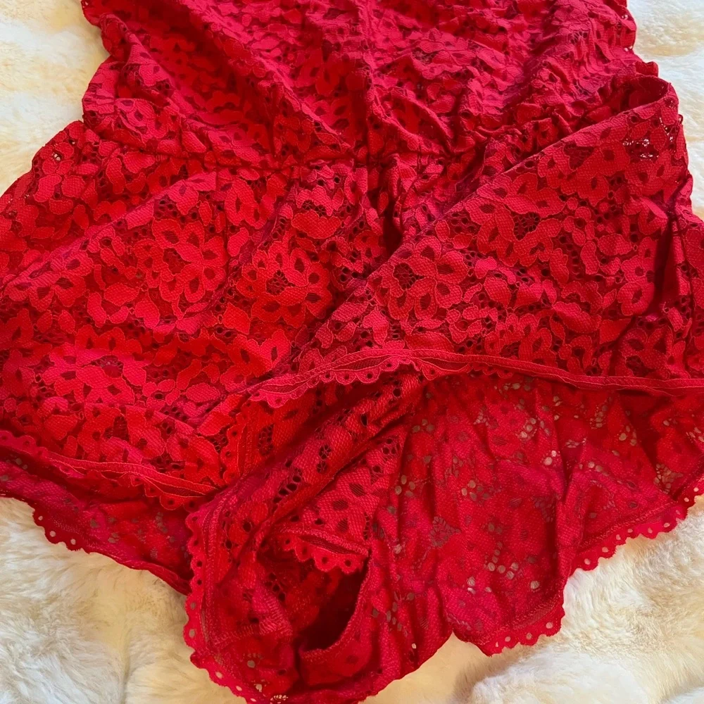 Victoria's Secret Hot Red Lace Romper - Picture 2 of 4